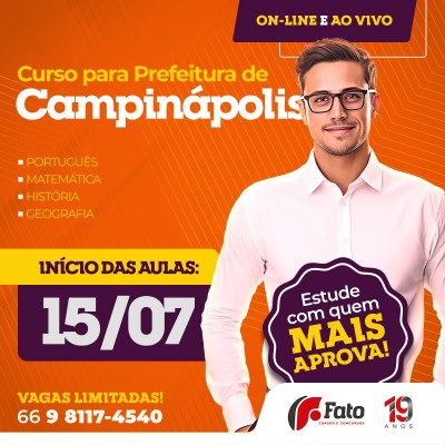 Curso para Prefeitura de Campinpolis 2024 - ONLINE